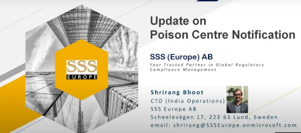 Update on poison centre notification