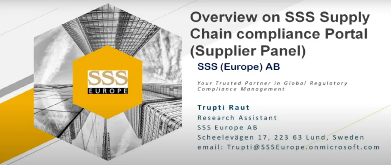 Overview on SSS Suply chain Compliance portal