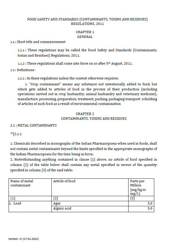 FoodSafetyandStandards(Contaminants,ToxinsandResidues)Regulation,2011.png